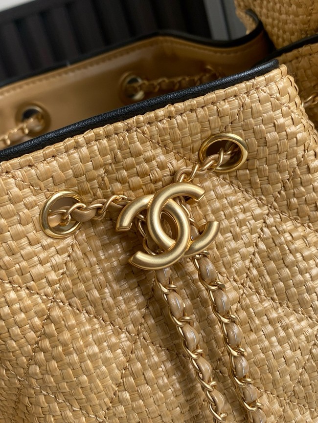 CHANEL 25 Small Handbag Printed Fabric AS5293 brown