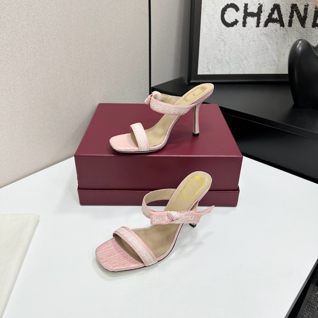 Dior Heeled Sandal with JAdior Straps Embroidered Cotton KCO538NV-1