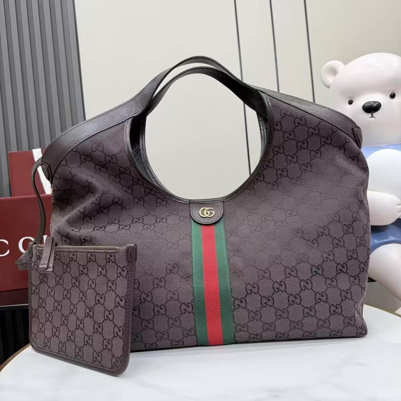 Gucci Giglio Large Tote Bag Variation GG Canvas 853971 Dark Brown Gucci Giglio Large Tote Bag Variation GG Canvas 853971 Dark Brown
