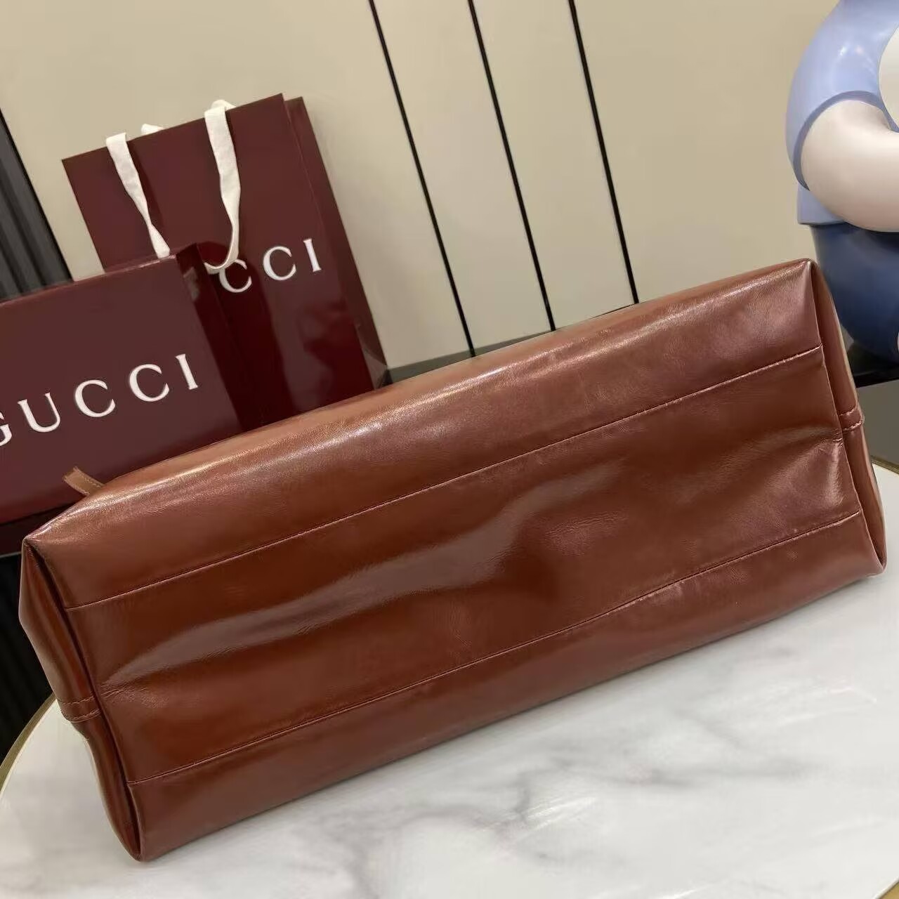 Gucci Giglio Original Oiled Leather large tote GG bag 853971 Brown Gucci Giglio Original Oiled Leather large tote GG bag 853971 Brown