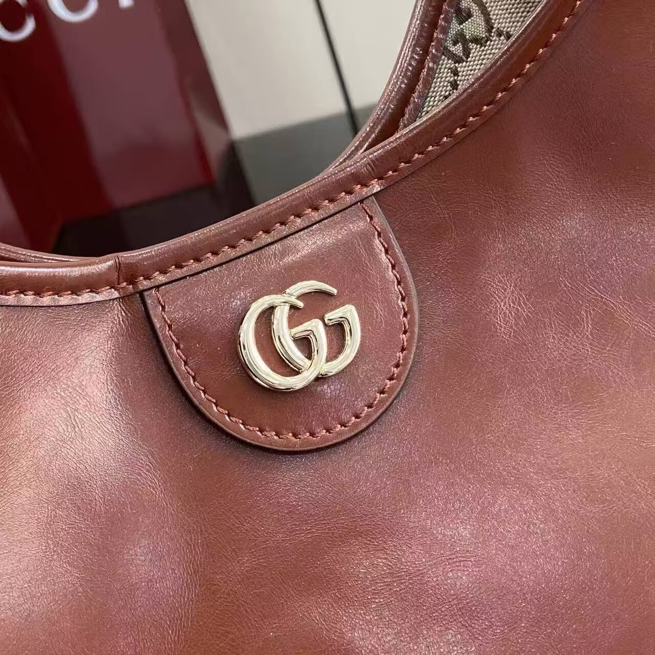 Gucci Giglio Original Oiled Leather large tote GG bag 853971 Brown Gucci Giglio Original Oiled Leather large tote GG bag 853971 Brown