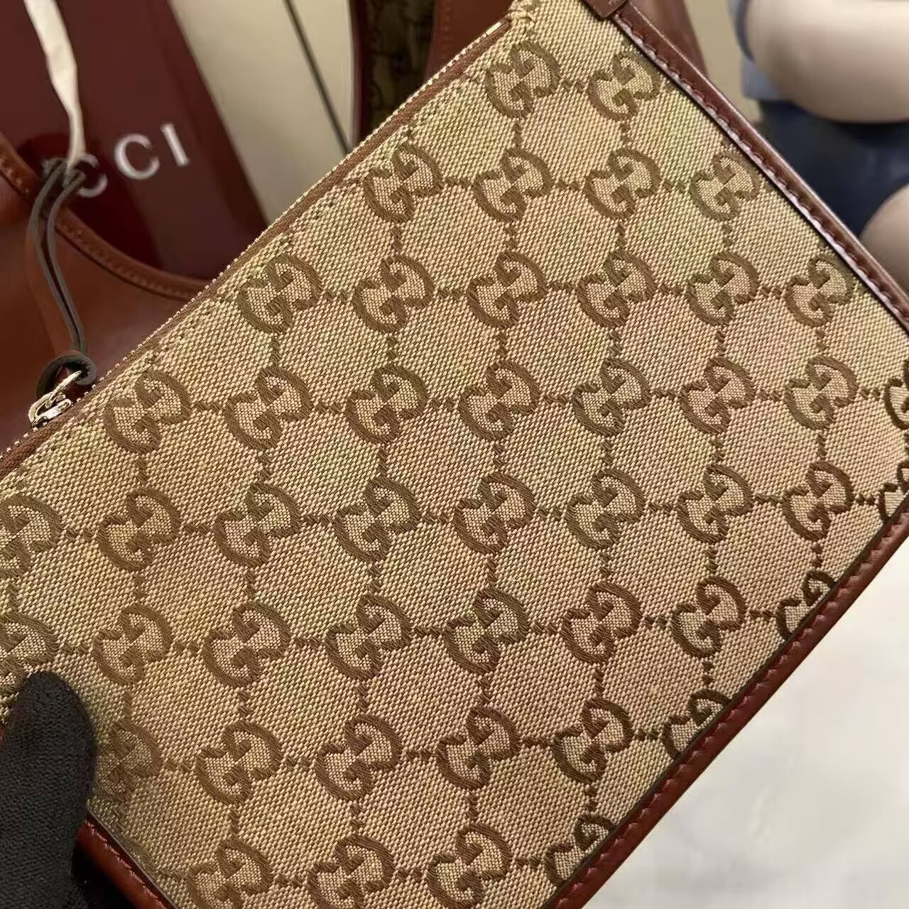 Gucci Giglio Original Oiled Leather large tote GG bag 853971 Brown Gucci Giglio Original Oiled Leather large tote GG bag 853971 Brown