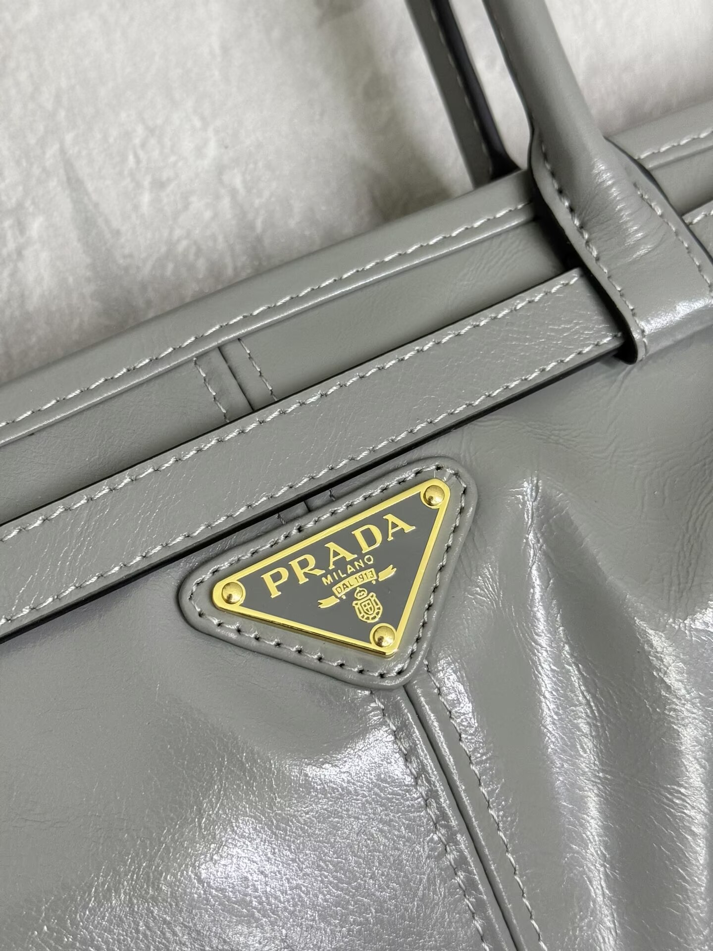 Prada Bonnie Leather Tote Bag 1BA433 Gray Prada Bonnie Leather Tote Bag 1BA433 Gray