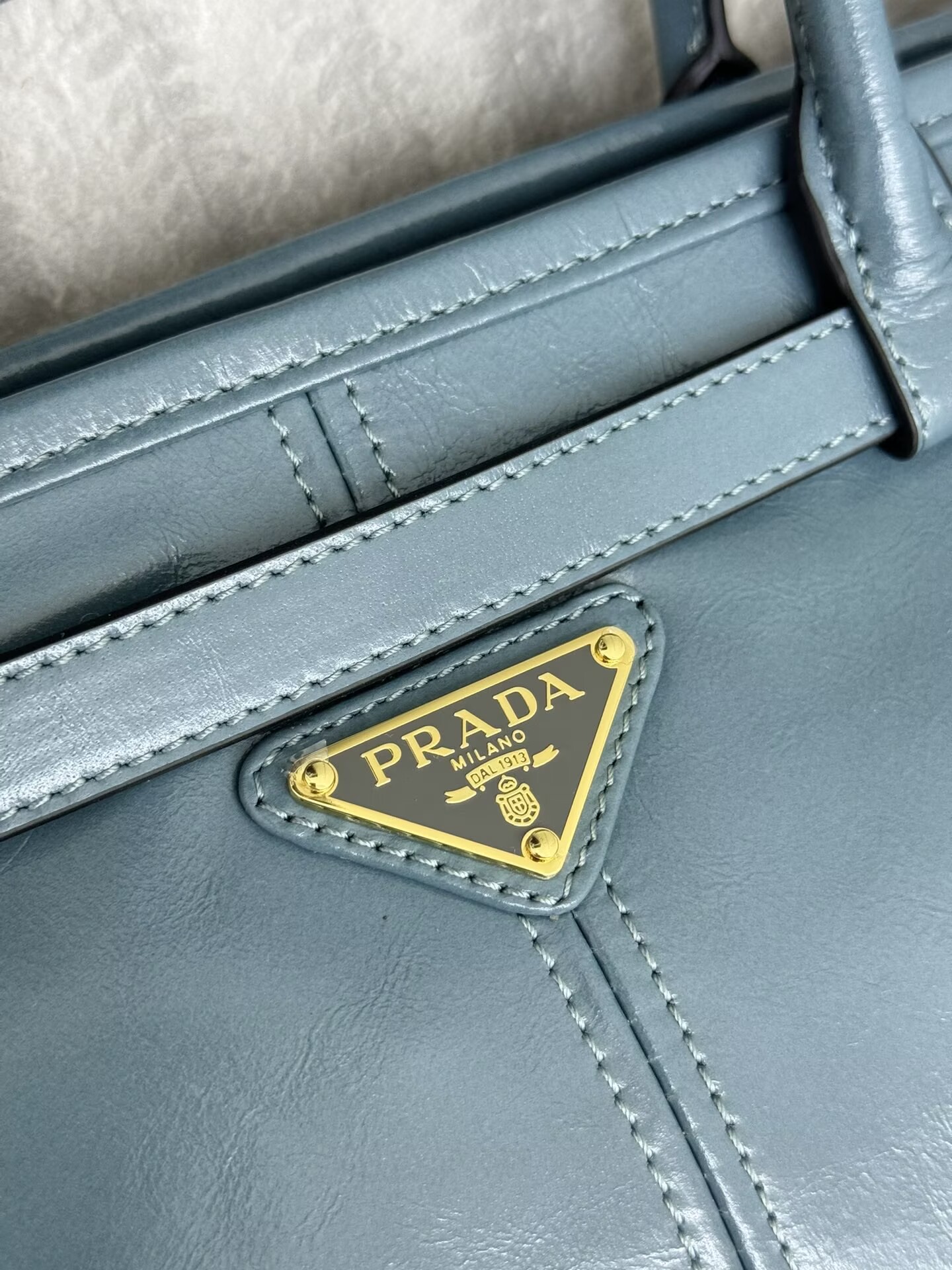 Prada Large Bonnie Leather Tote Bag 1BA439 Blue Prada Large Bonnie Leather Tote Bag 1BA439 Blue