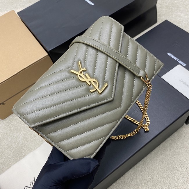 SAINT LAURENT WOC Classic Monogramme Flap Bag 441974 gray