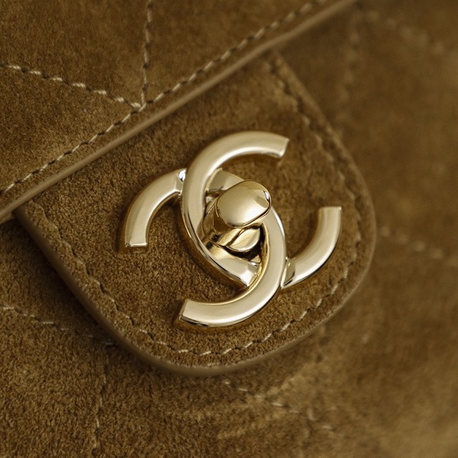 CHANEL Maxi Flapbag Suede Calfskin AS6233 brown