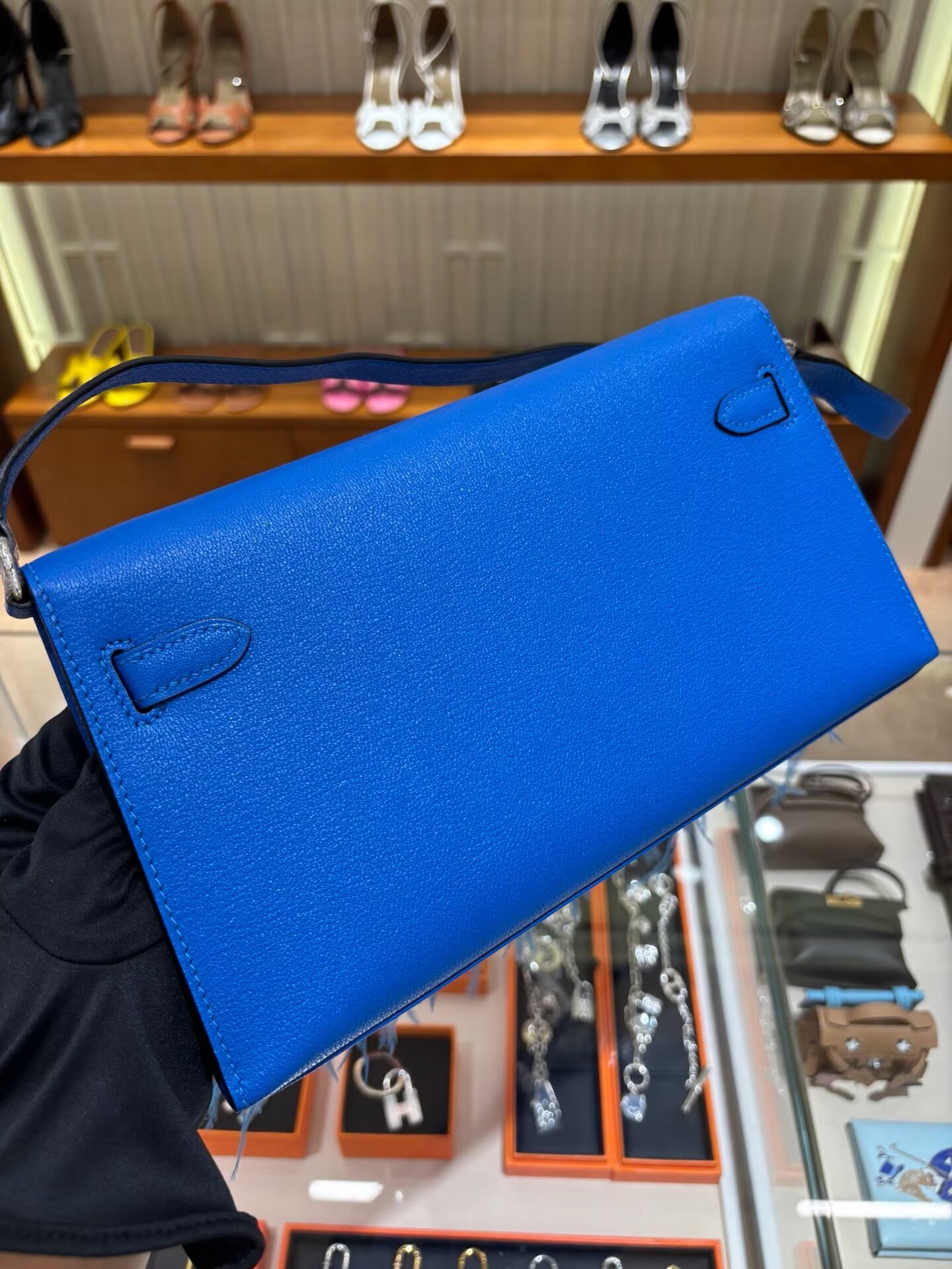 Hermes Kelly Elan Original Leather Ostich Feathers Bag 83210 Blue Hermes Kelly Elan Original Leather Ostich Feathers Bag 83210 Blue