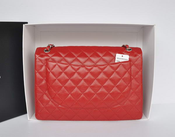 Top Quality Chanel Classic A36070 Red Original Grain Leather Large Flap Bag Silver Top Quality Chanel Classic A36070 Red Original Grain Leather Large Flap Bag Silver