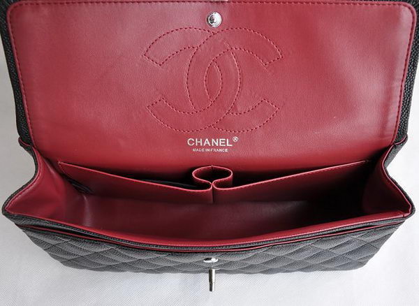 Chanel Classic 2.55 Series Black Caviar Silver Chain Quilted Flap Bag 1113 Chanel Classic 2.55 Series Black Caviar Silver Chain Quilted Flap Bag 1113